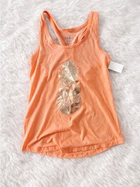 Disney Rainforest Cafe Orange Tank Top with Gold Pineapple